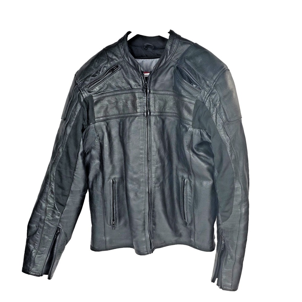 BILT Motorcycle Bike Jacket Mens Size 44‎ Armored Black All Weather Zip